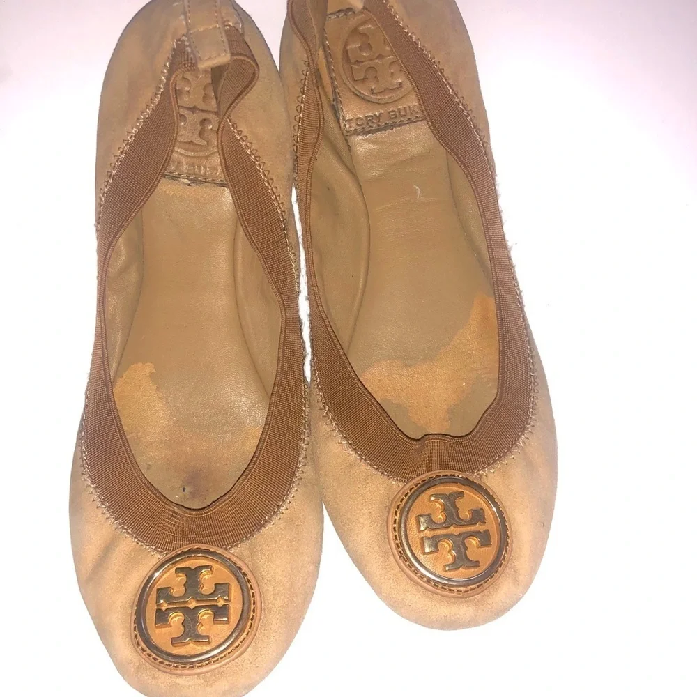 Tory Burch Caroline 2 Ballet Flats, Suede, Camel